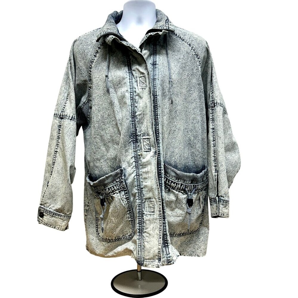 Vintage Acid Wash‎ Denim Jacket East West by The Panda Group Oversized Sz Medium